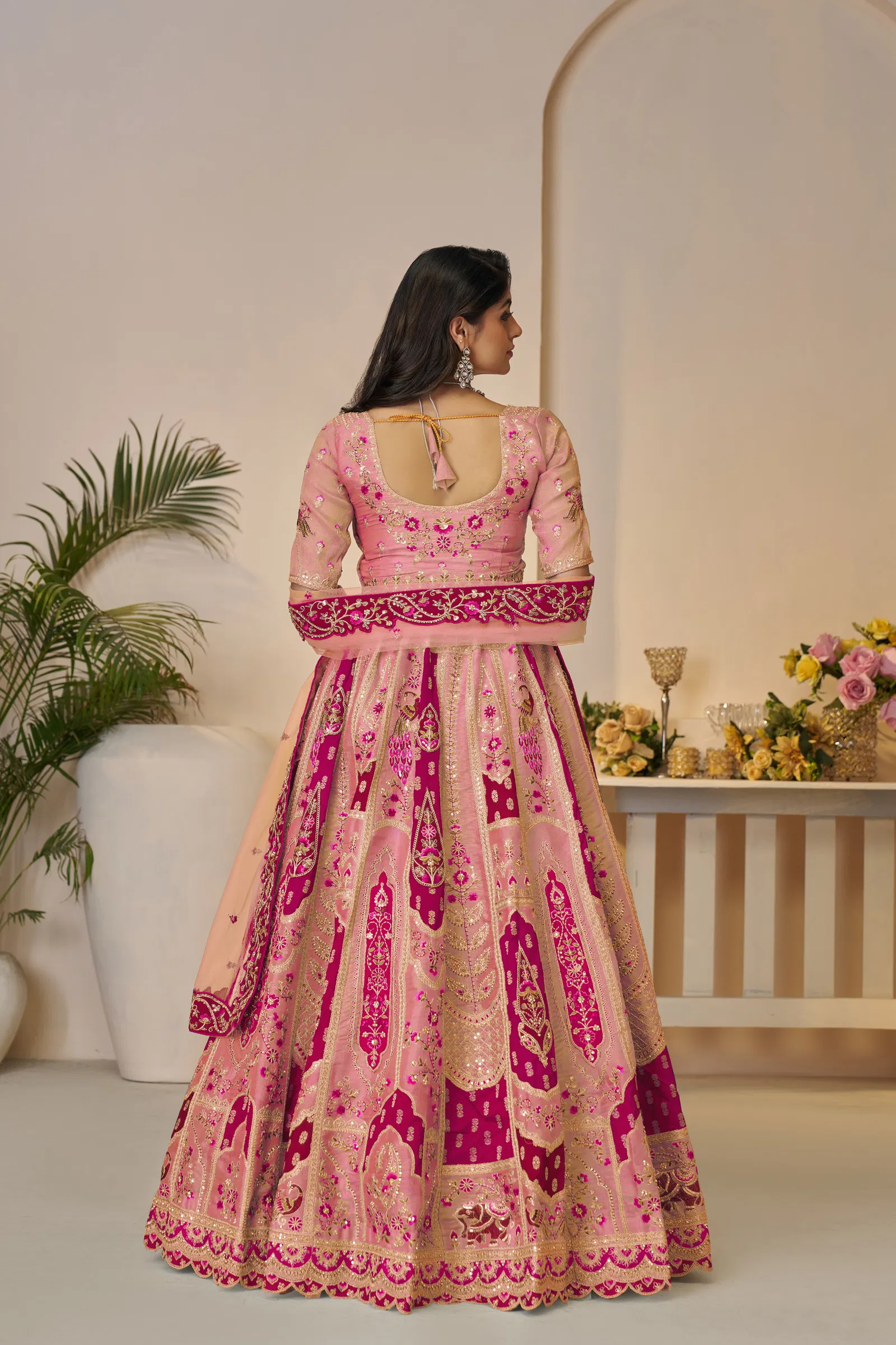 Kf 492 Orange Banarasi Silk Indian Bridal Lehenga Wholesale Market Surat
